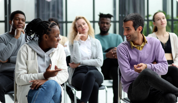 Diverse group of people on workshop